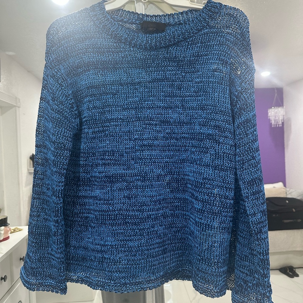 Zara Women's Blue Knit Crew Neck Sweater